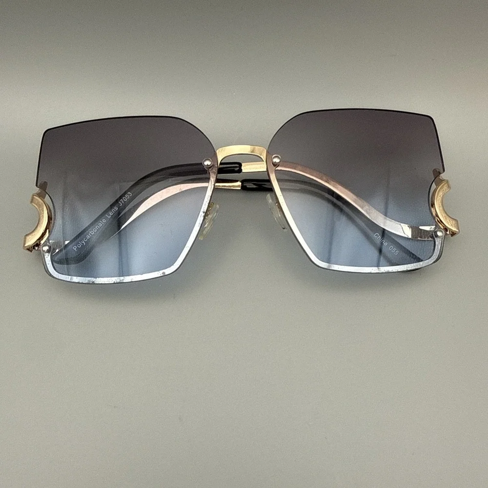 Super OVERSIZED XXL Very Large Square Gold Baroque Designer Sunglasses-Jackie-O
